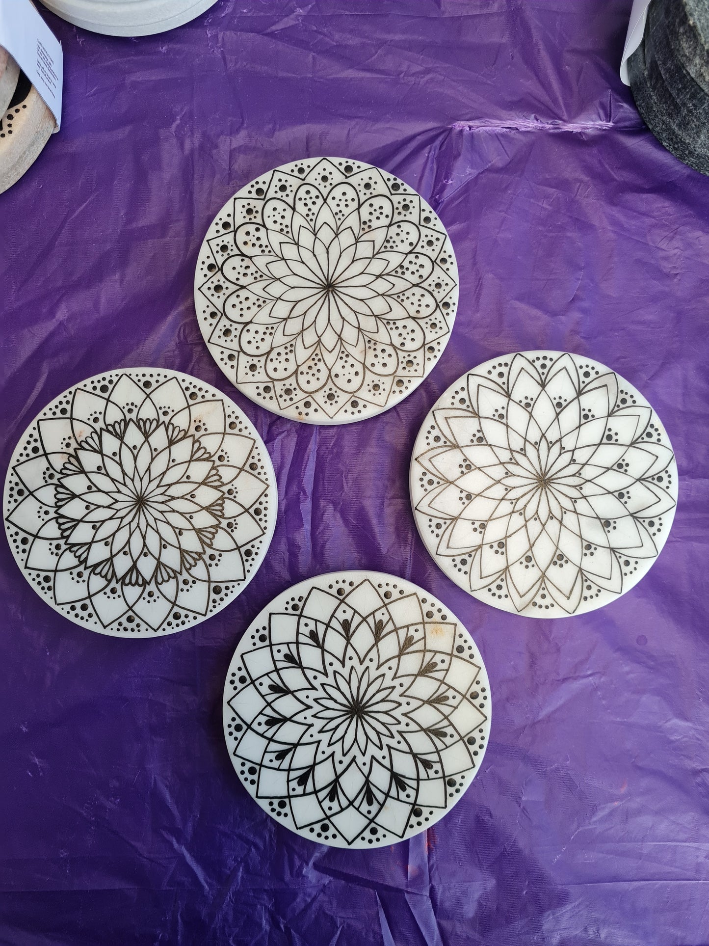 Hand-Painted Marble Coasters ( set of 4)