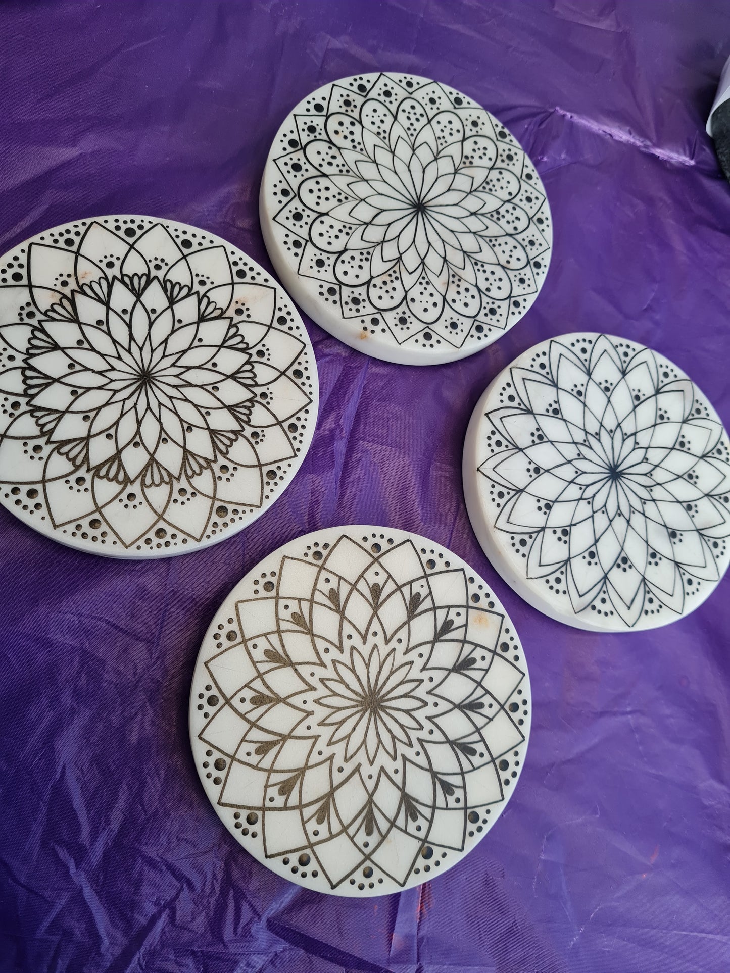 Hand-Painted Marble Coasters ( set of 4)