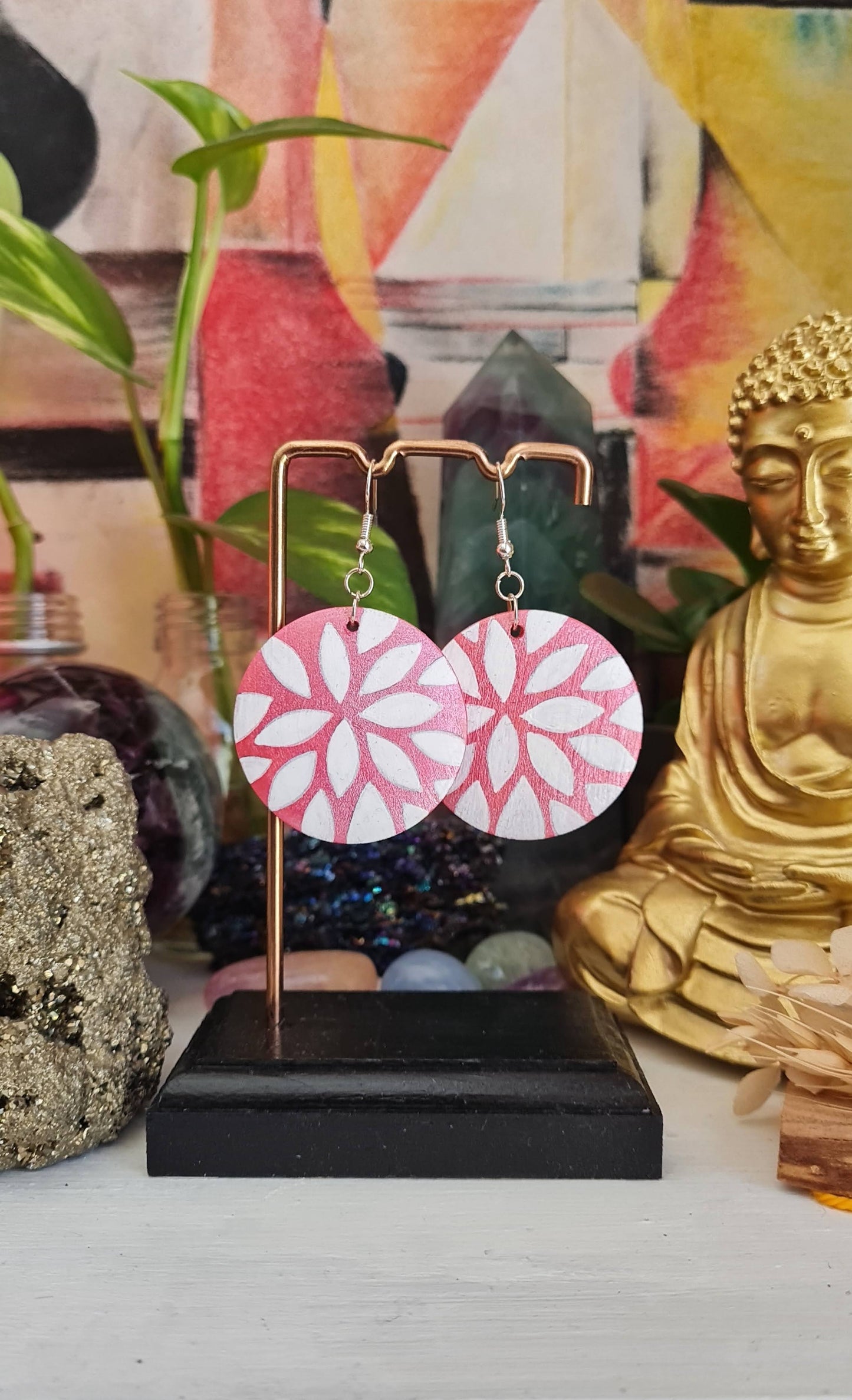 Hand-Painted Petal Prism Earrings